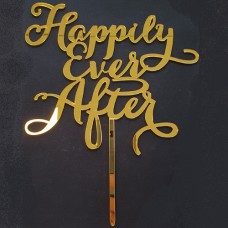 Cake topper Happily Ever After Goud
